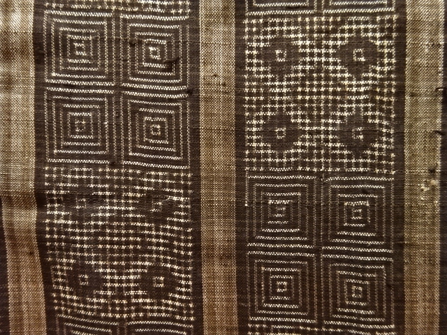 JAPANESE KIMONO / ANTIQUE KIMONO / SILK / DORO OSHIMA TSUMUGI / WOVEN GEOMETRIC